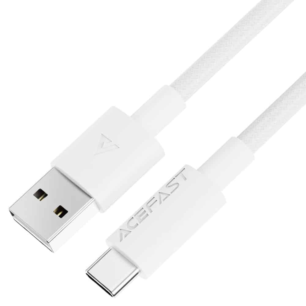 Acefast - Data Καλώδιο (c18-04) - Usb To Type-C, Fast Charging, 3a, Bend-Resistant, Nylon Braid, 1.2m - White