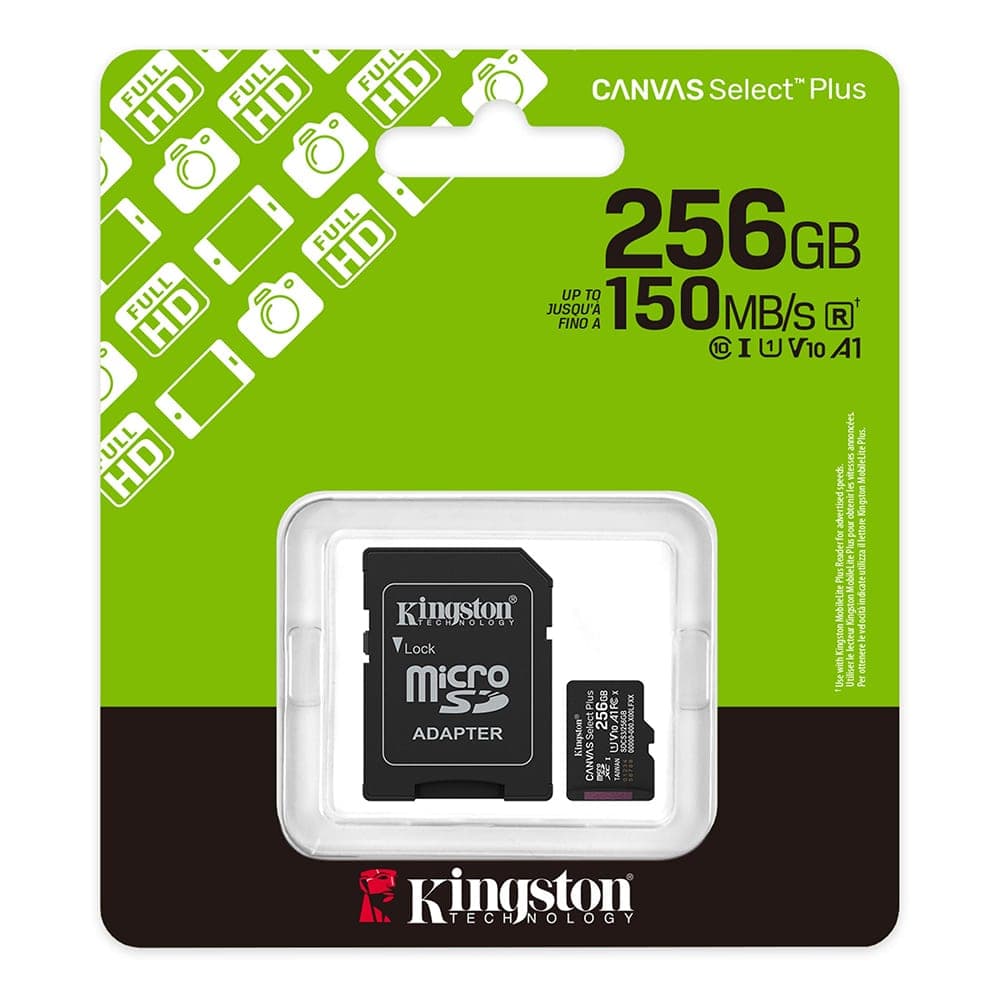 Kingston - Memory Card Canvas Select Plus (sdcs3/256gb) - MicroSDXC With Sd Adapter, 256gb, Class 10, Uhs-I, U1/u3, A1 - Black 3