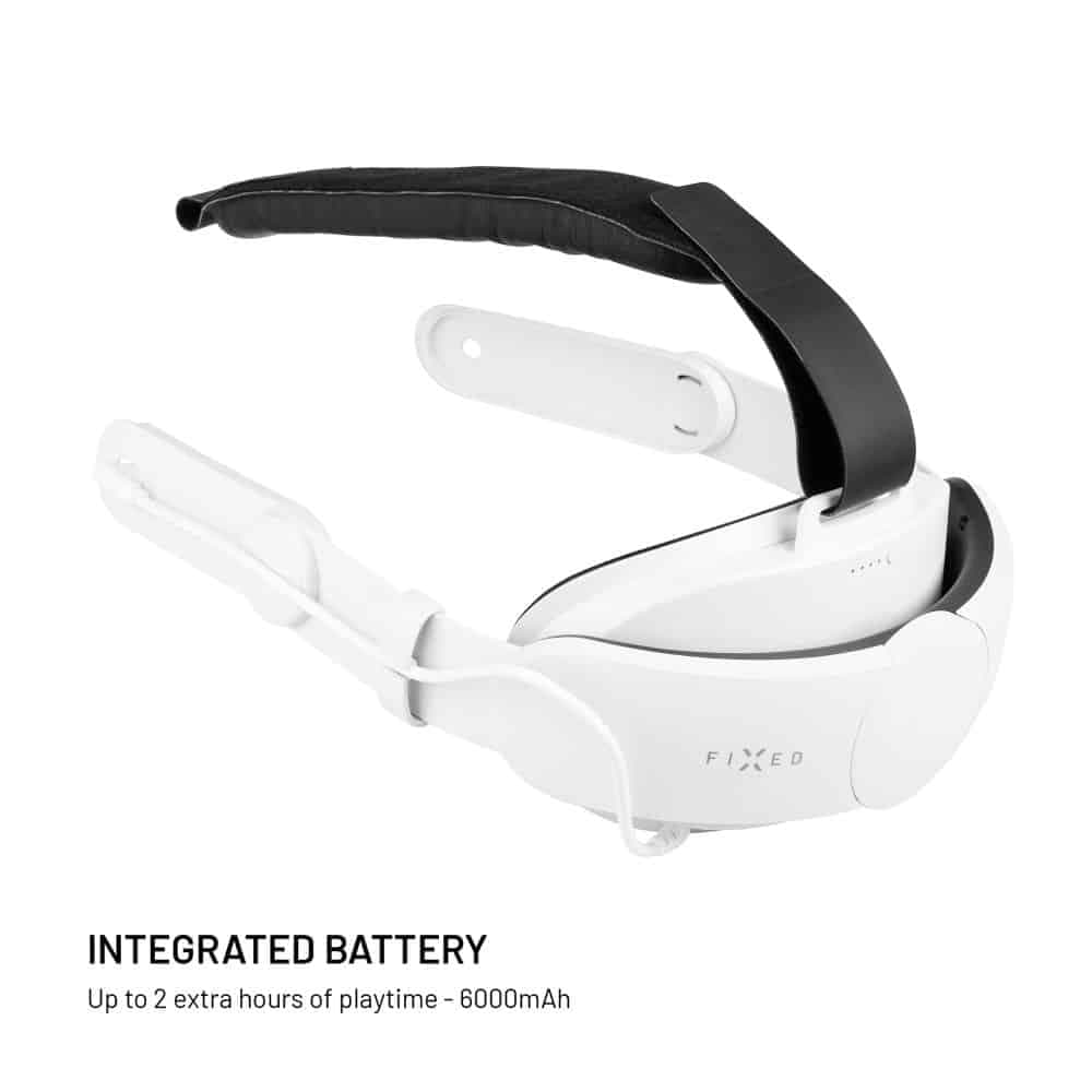 Fixed - Vr Power Headstrap (fixmq-Phs-Wh) - For Meta Quest 3/3s, 6000mah, Adjustable, Led Indicator, Soft Padding - White 2