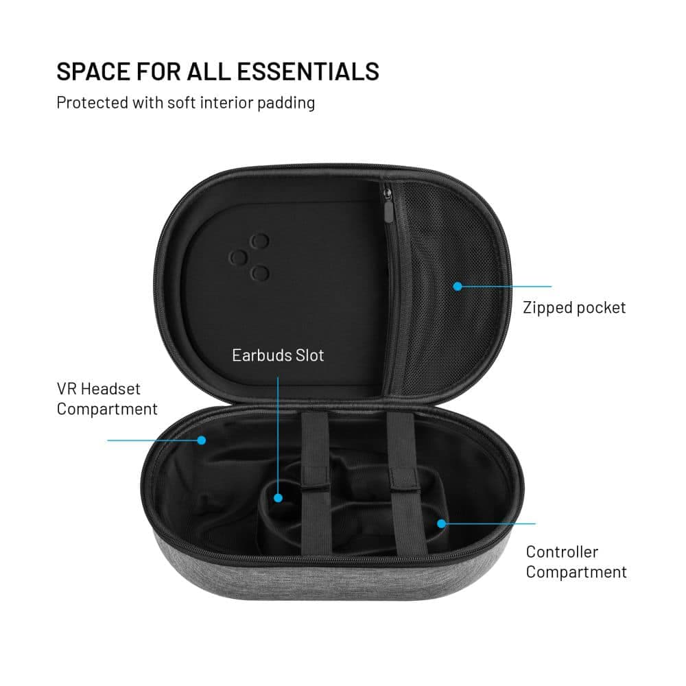 Fixed - Vr Protective Case (fixmq-Pc-Gr) - For Meta Quest 3/3s, Shock Resistant, Safety Strap - Gray 3