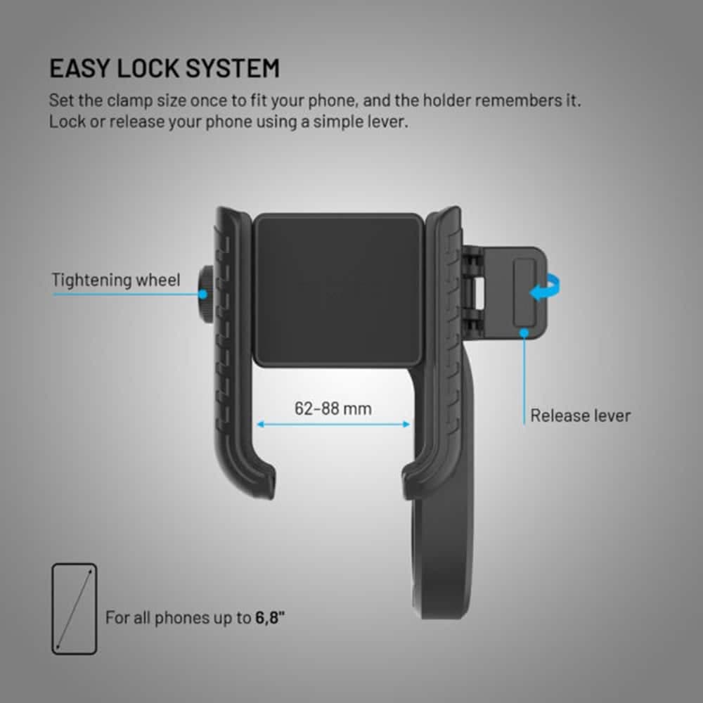 Fixed - Bike Holder Bikee Plus Vista (fixbipv-Bk) - For Bicycle/motocycle, Handlebar Mount, 360° Rotative, Max. 6.8" - Black 3