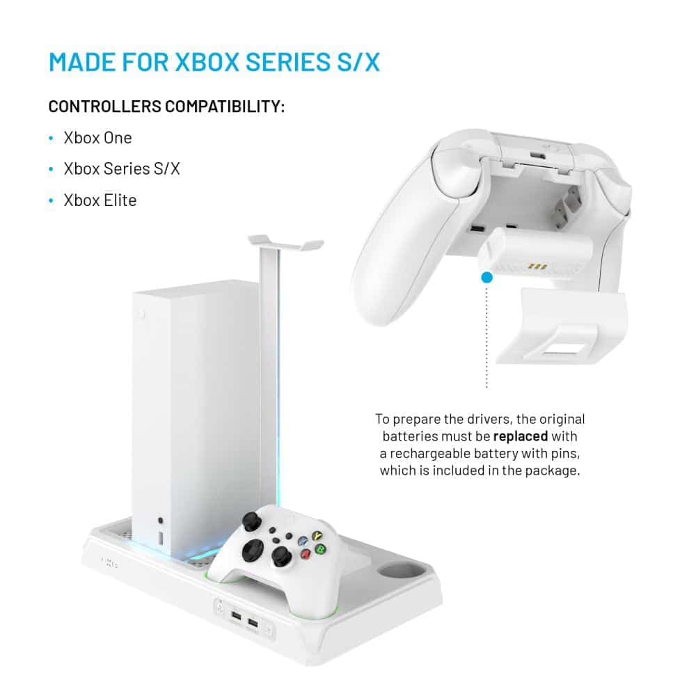 Fixed - Multifunctional Station (fixxb-Mcs-Wh) - For Xbox Series X/s, 12 Boxed Games, Dual Charging Controllers, Led Lightning - White 3