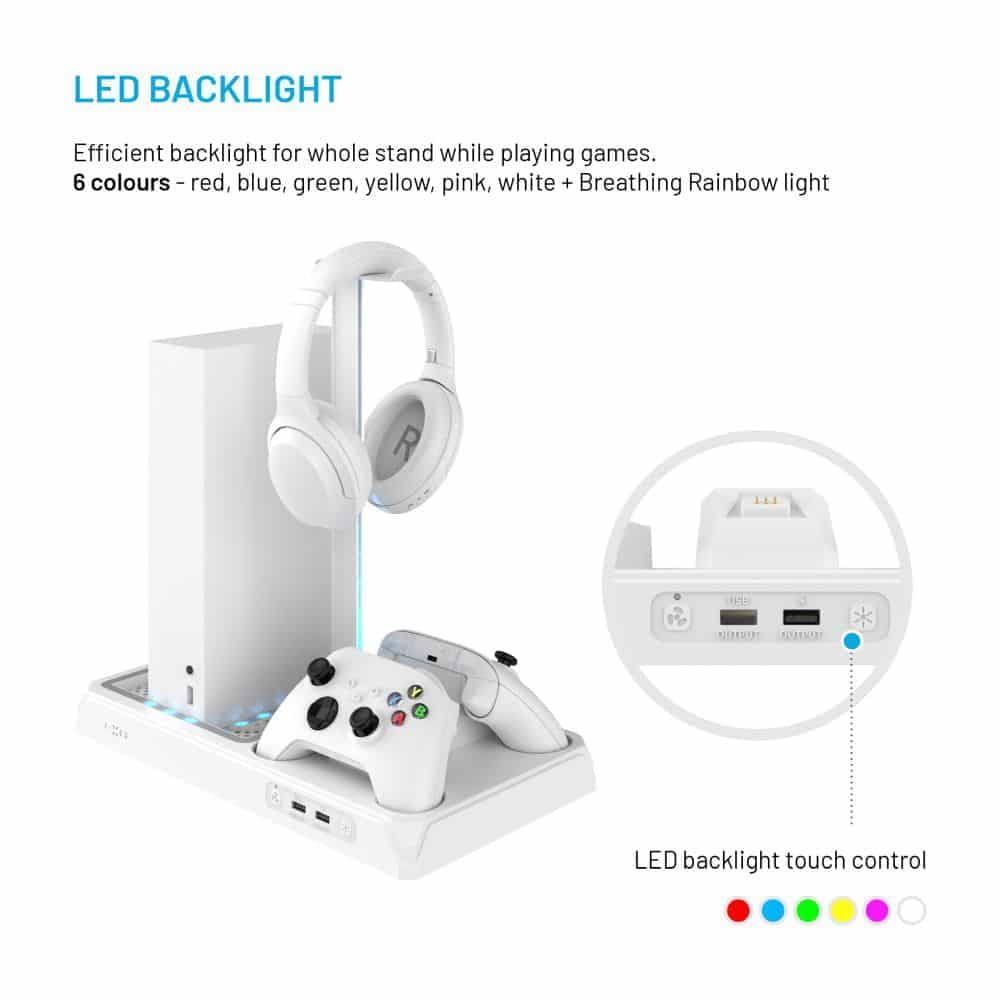 Fixed - Multifunctional Station (fixxb-Mcs-Wh) - For Xbox Series X/s, 12 Boxed Games, Dual Charging Controllers, Led Lightning - White 4