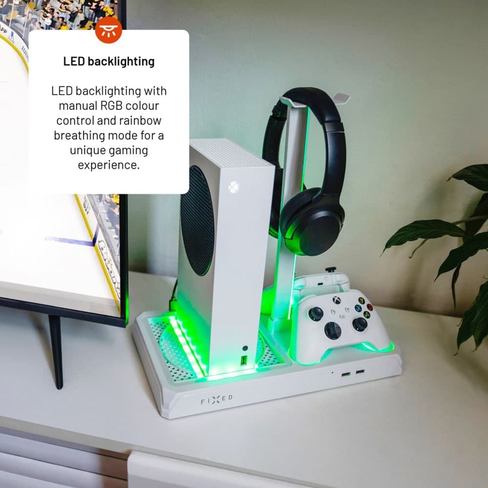 Fixed - Multifunctional Station (fixxb-Mcs-Wh) - For Xbox Series X/s, 12 Boxed Games, Dual Charging Controllers, Led Lightning - White 10