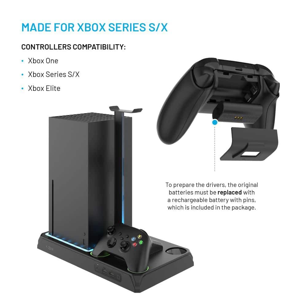 Fixed - Multifunctional Station (fixxb-Mcs-Bk) - For Xbox Series X/s, 12 Boxed Games, Dual Charging Controllers, Led Lightning - Black 3