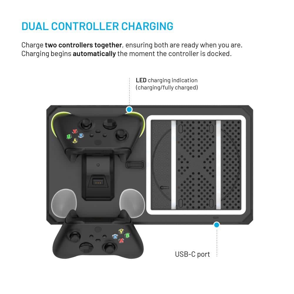 Fixed - Multifunctional Station (fixxb-Mcs-Bk) - For Xbox Series X/s, 12 Boxed Games, Dual Charging Controllers, Led Lightning - Black 4