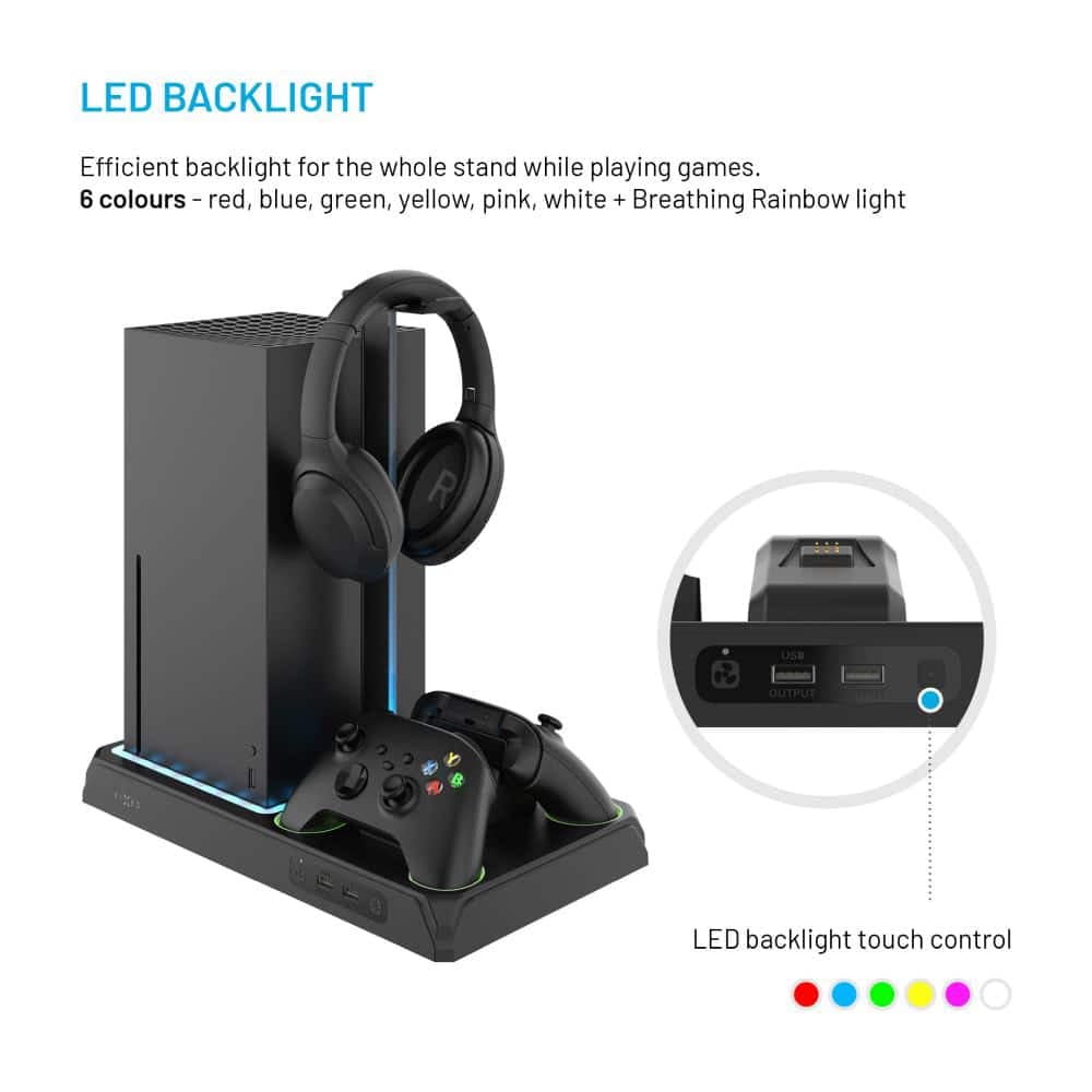 Fixed - Multifunctional Station (fixxb-Mcs-Bk) - For Xbox Series X/s, 12 Boxed Games, Dual Charging Controllers, Led Lightning - Black 7