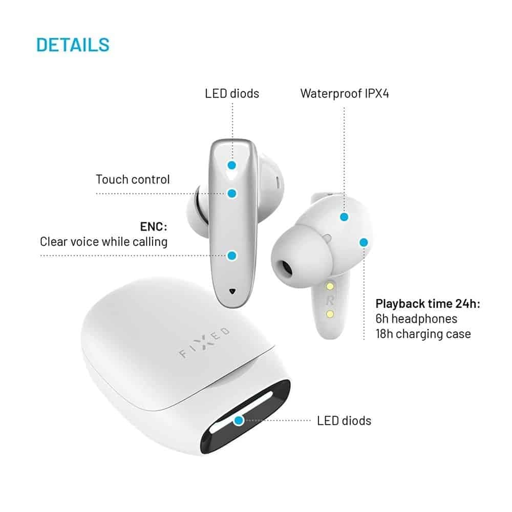 Fixed - Wireless Game Pods (fixpds-G-Wh) - Dual Connectivity, Touch Control, Enc Technology, Ipx4 Waterproof - White 4