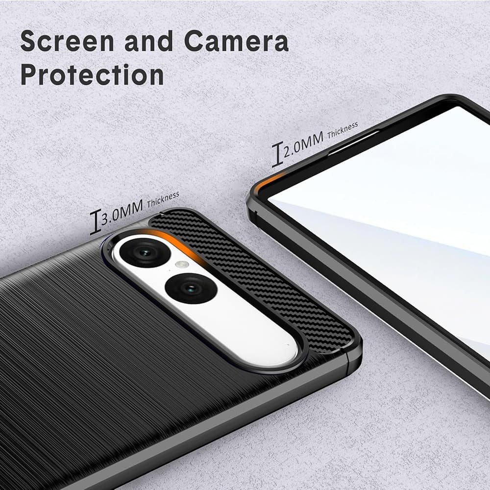 Techsuit Carbon Silicone - θήκη για Sony Xperia 10 VII - Μαύρο 2