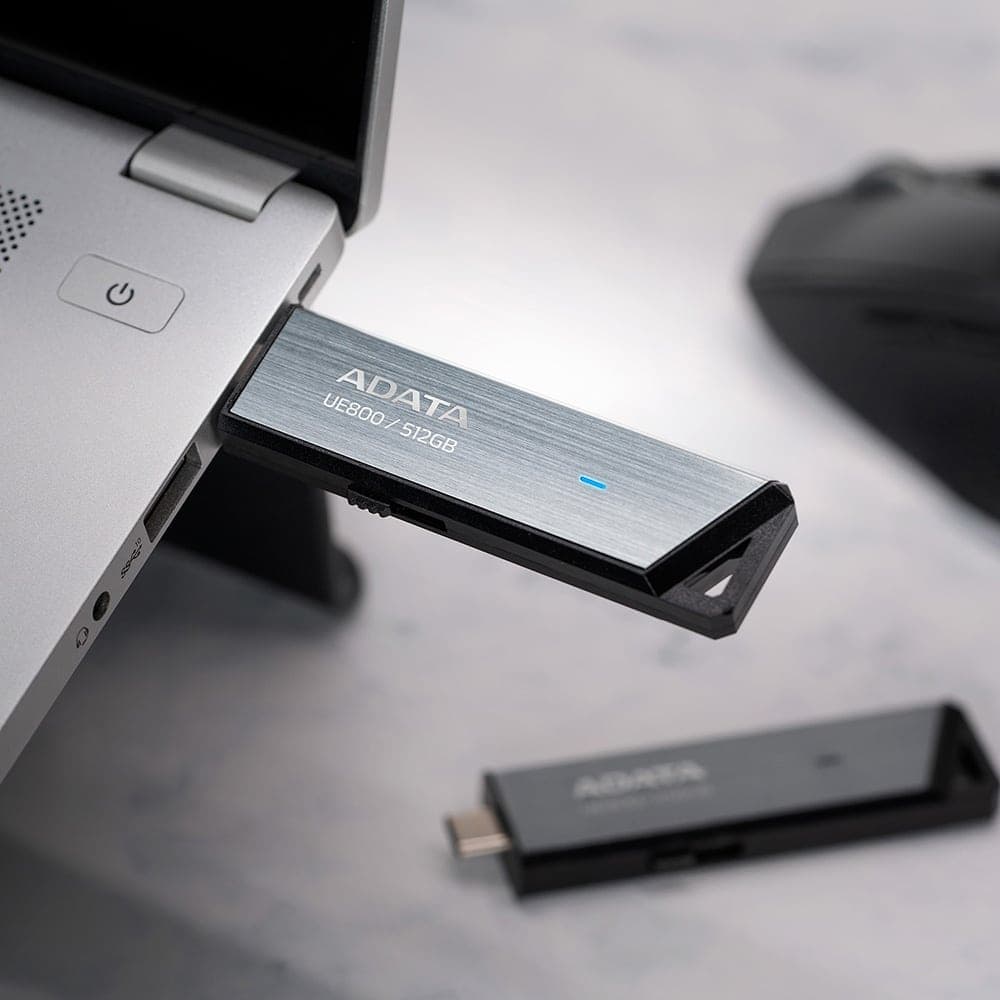 Adata - Memory Stick Ue800 (aeli-Ue800-256g-Csg) - Type-C (usb 10gbps), 256gb, Up To 1,000/950mb/s, Metal Texture - Silver 3