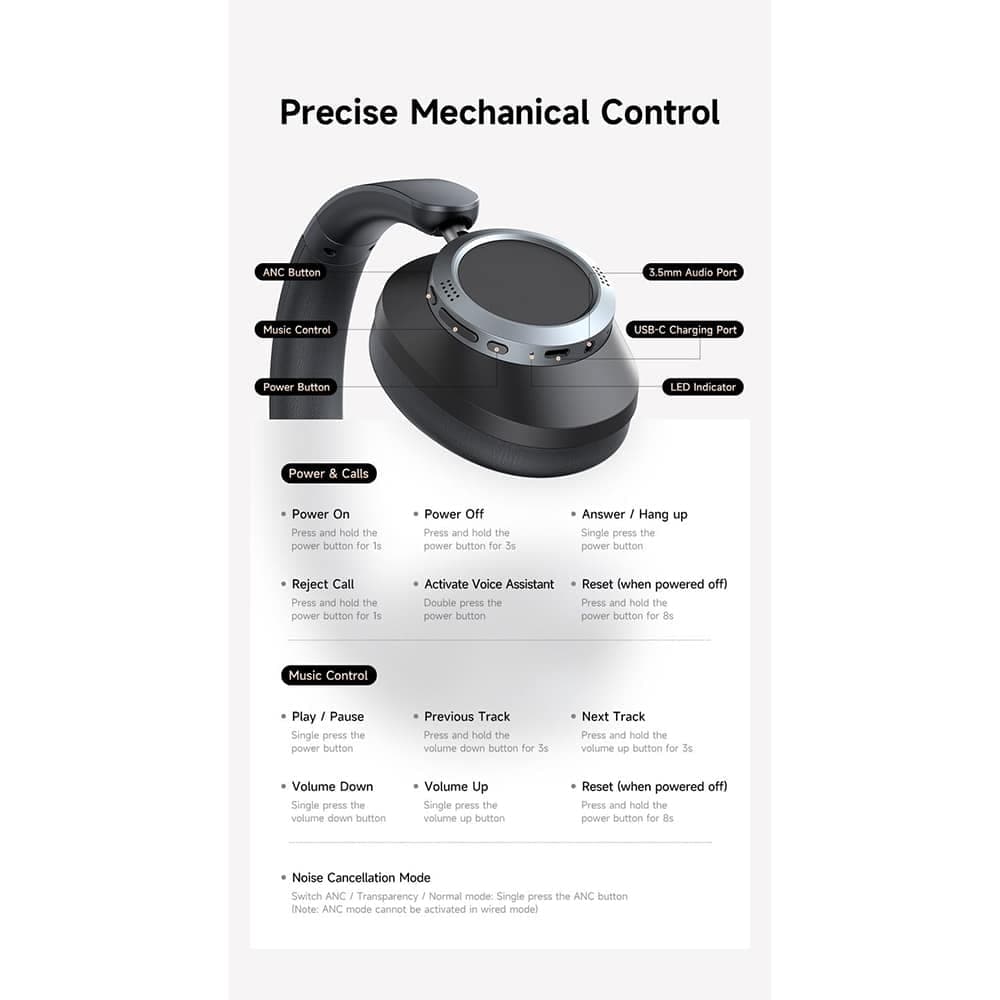 Mcdodo - Wireless Headphones T03 Series (hp-5820) - On-Ear, Bluetooth V5.4, 500mah, Anc Technology - Black 5