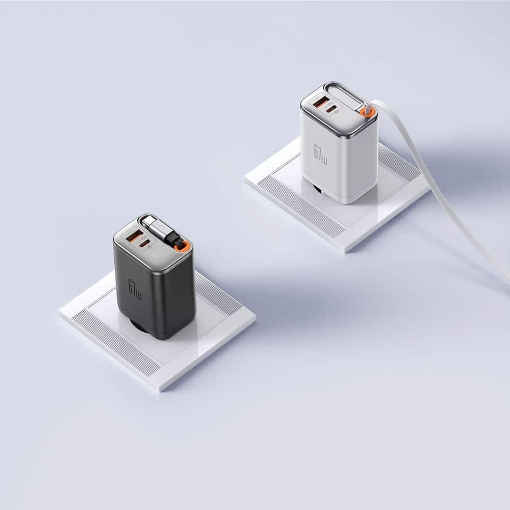 Mcdodo - Wall Charger Freego Series (ch-4103) - Built-In Usb-C Retractable Καλώδιο, Usb-A/c, 67w, Digital Display, 65cm - White 6