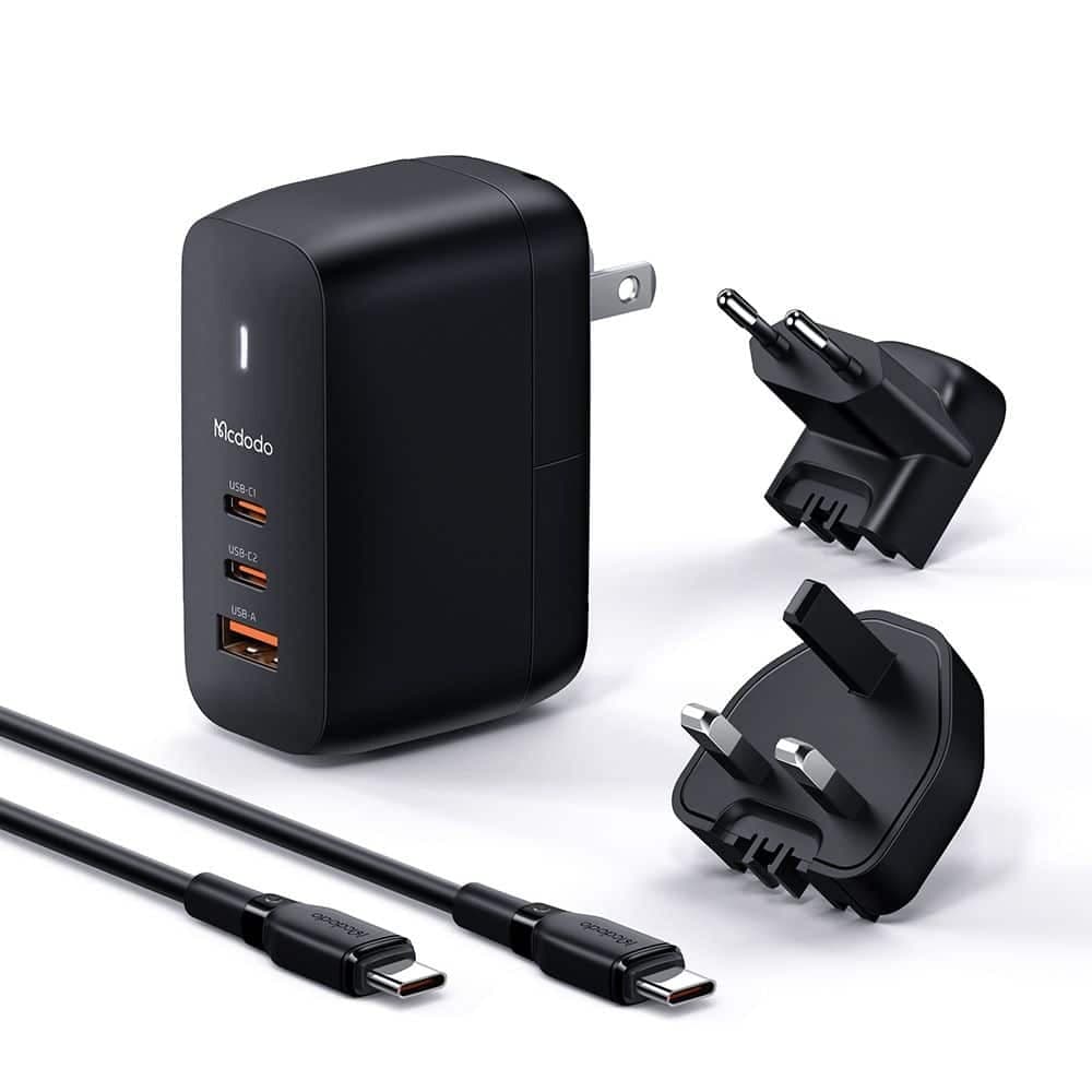 Mcdodo - Travel Adapter Mecha Series (ch-8442) - Καλώδιο Included, Uk/us/eu Plugs, 65w, 2x Type-C, Usb-A - Black