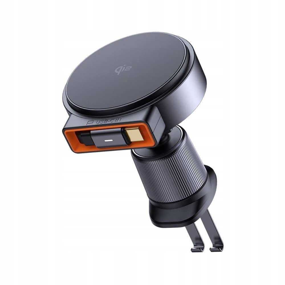 Mcdodo - Car Holder With Wireless Charging (ch-0090) - For Air Vent, 15w, Qi2, Built-In Retractable Καλώδιο - Black