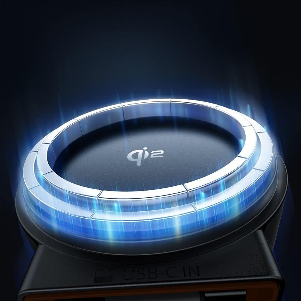 Mcdodo - Car Holder With Wireless Charging (ch-0091) - For Air Vent, 15w, Qi2, Built-In Retractable Καλώδιο - Desert Gold 3