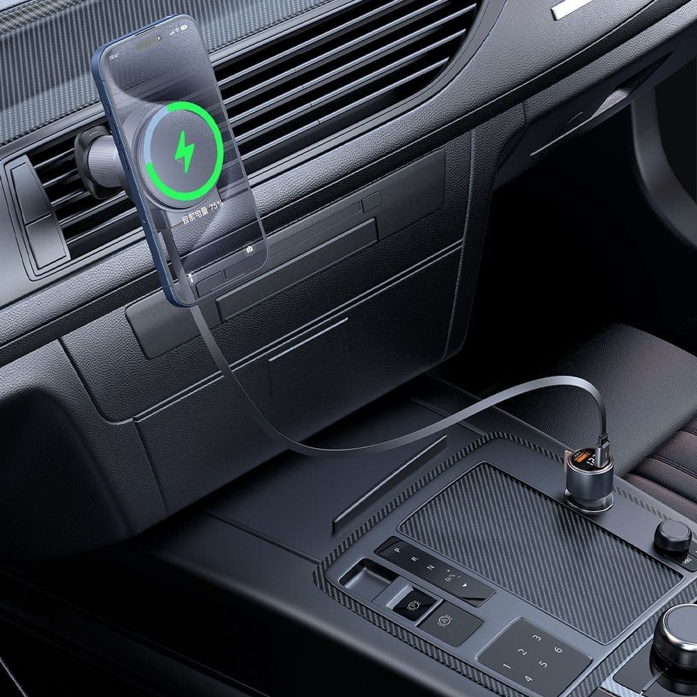 Mcdodo - Car Holder With Wireless Charging (ch-0091) - For Air Vent, 15w, Qi2, Built-In Retractable Καλώδιο - Desert Gold 6
