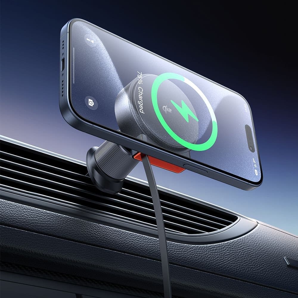 Mcdodo - Car Holder With Wireless Charging (ch-0091) - For Air Vent, 15w, Qi2, Built-In Retractable Καλώδιο - Desert Gold 4