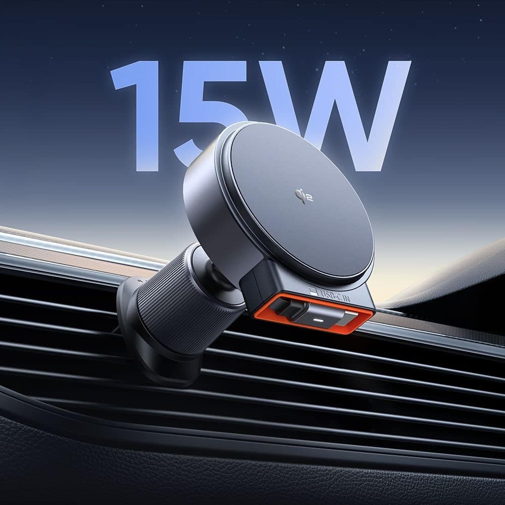 Mcdodo - Car Holder With Wireless Charging (ch-0091) - For Air Vent, 15w, Qi2, Built-In Retractable Καλώδιο - Desert Gold 5