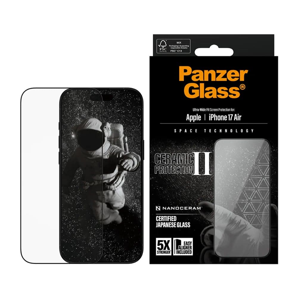 Panzerglass® - Ultra-Wide Fit Ceramic Ii Screen Protector W. Easyaligner - iPhone 17 Air - Black 2