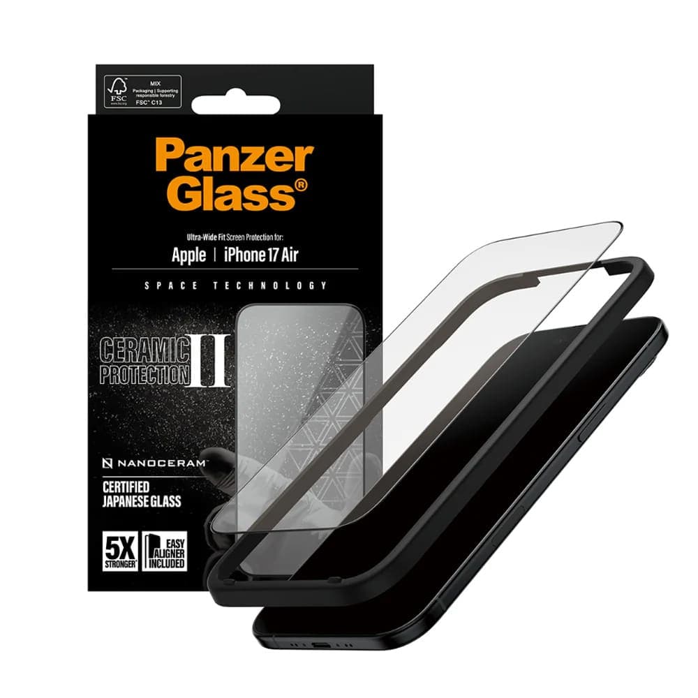 Panzerglass® - Ultra-Wide Fit Ceramic Ii Screen Protector W. Easyaligner - iPhone 17 Air - Black