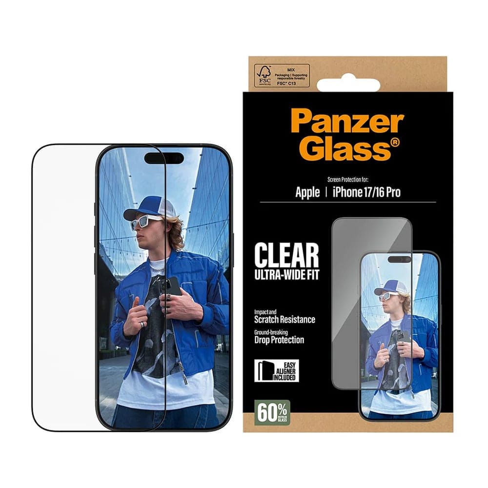 Panzerglass® - Ultra-Wide Fit Screen Protector W. Easyaligner - iPhone 17 / iPhone 16 Pro - Black 3
