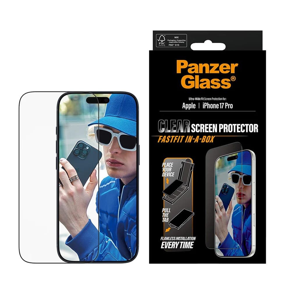 Panzerglass® - Ultra-Wide Fit Screen Protector W. Fastfit In-A-Box - iPhone 17 Pro - Black 3