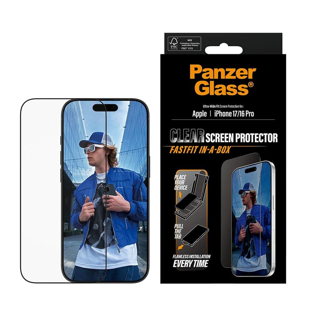 Panzerglass® - Ultra-Wide Fit Screen Protector W. Fastfit In-A-Box - iPhone 17 / iPhone 16 Pro - Black 7