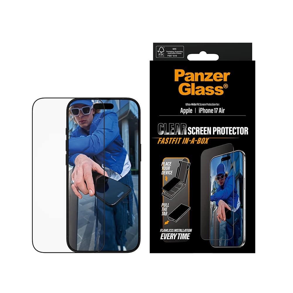 Panzerglass® - Ultra-Wide Fit Screen Protector W. Fastfit In-A-Box - iPhone 17 Air - Black 4