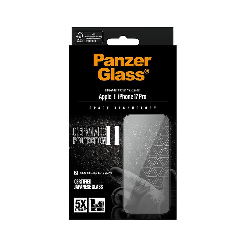 Panzerglass® - Ultra-Wide Fit Ceramic Ii Screen Protector W. Easyaligner - iPhone 17 Pro - Black 6