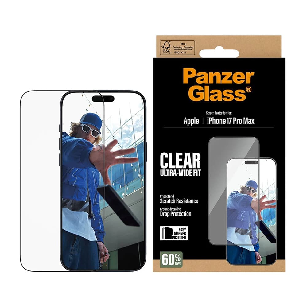 Panzerglass® - Ultra-Wide Fit Screen Protector W. Easyaligner - iPhone 17 Pro Max - Black 7