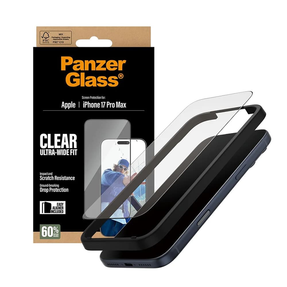 Panzerglass® - Ultra-Wide Fit Screen Protector W. Easyaligner - iPhone 17 Pro Max - Black
