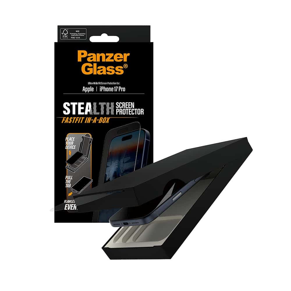 Panzerglass® - Ultra-Wide Fit Stealth Screen Protector W. Fastfit In-A-Box - iPhone 17 Pro - Black