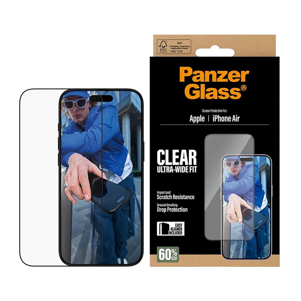 Panzerglass® - Ultra-Wide Fit Screen Protector W. Easyaligner - iPhone 17 Air - Black 7