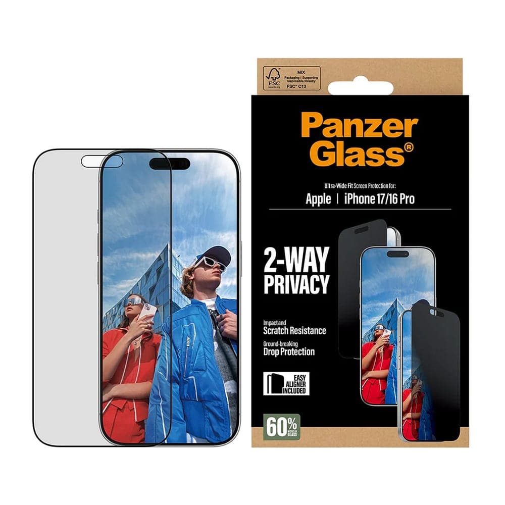 Panzerglass® - Ultra-Wide Fit 2-Way Privacy Screen Protector W. Easyaligner - iPhone 17 / iPhone 16 Pro - Black 3