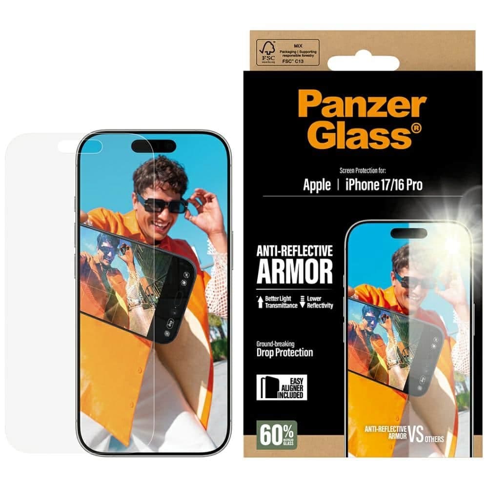 Panzerglass® - Anti-Reflective Armor Screen Protector W. Easyaligner - iPhone 17 / iPhone 16 Pro - Matte Clear 3