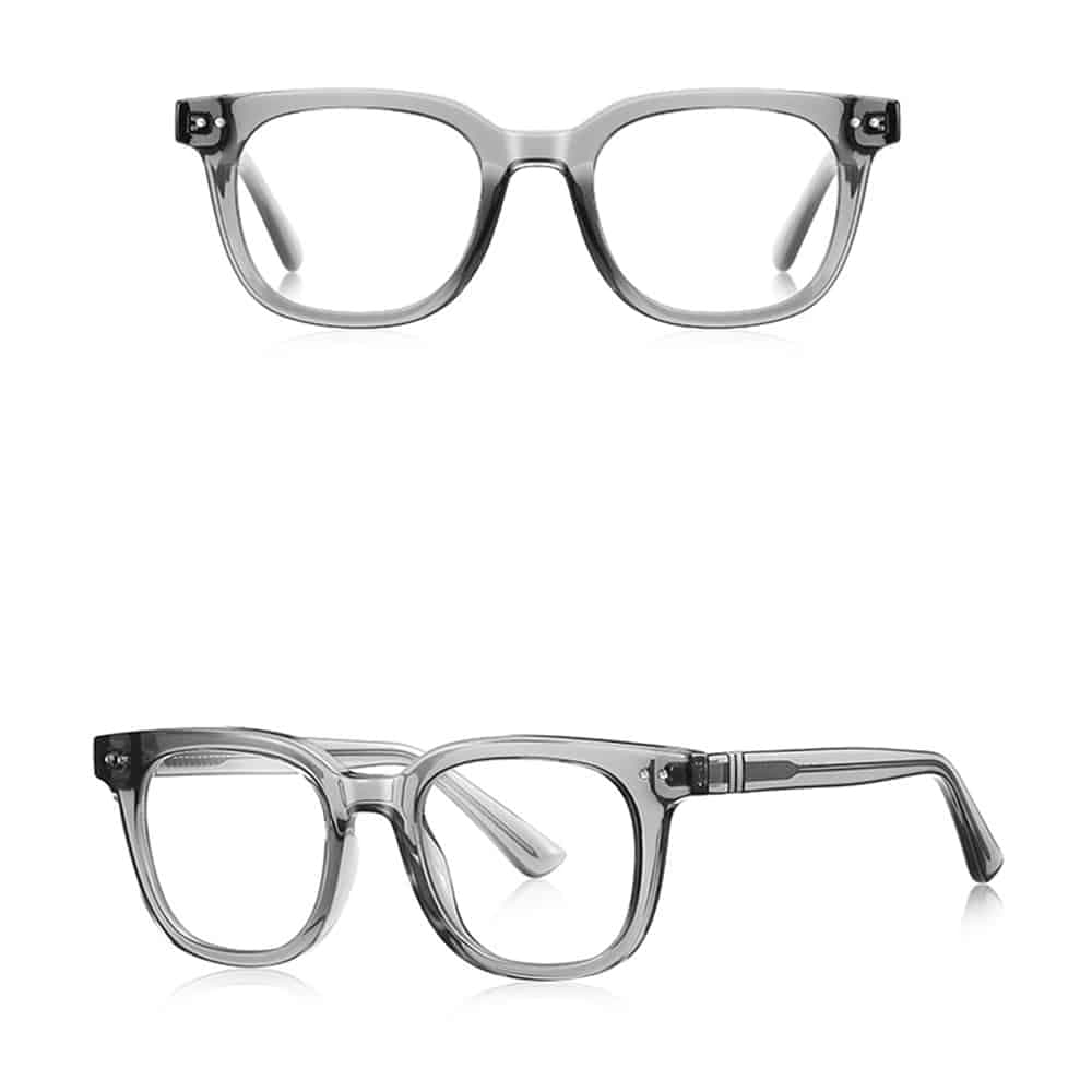 Techsuit - Anti-Blue Light Glasses Reflex Pc (2229) - For Men, Round, Tr90&metal Frame, Ac Lens - Transparent/gray 2
