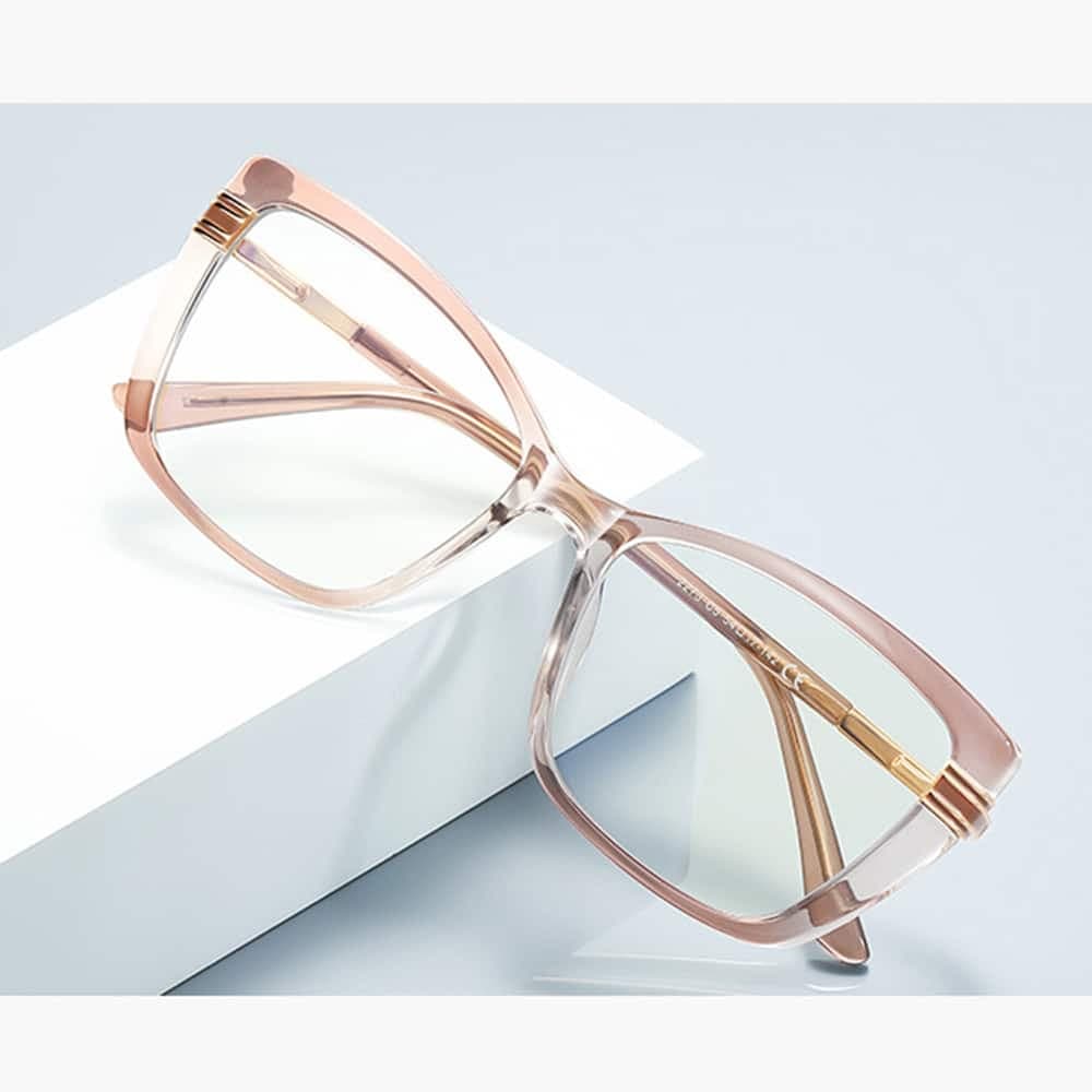 Techsuit - Anti-Blue Light Glasses Reflex Pc (2273) - For Women, Oversized, Tr90&metal Frame, Ac Lens - Transparent/leopard 4