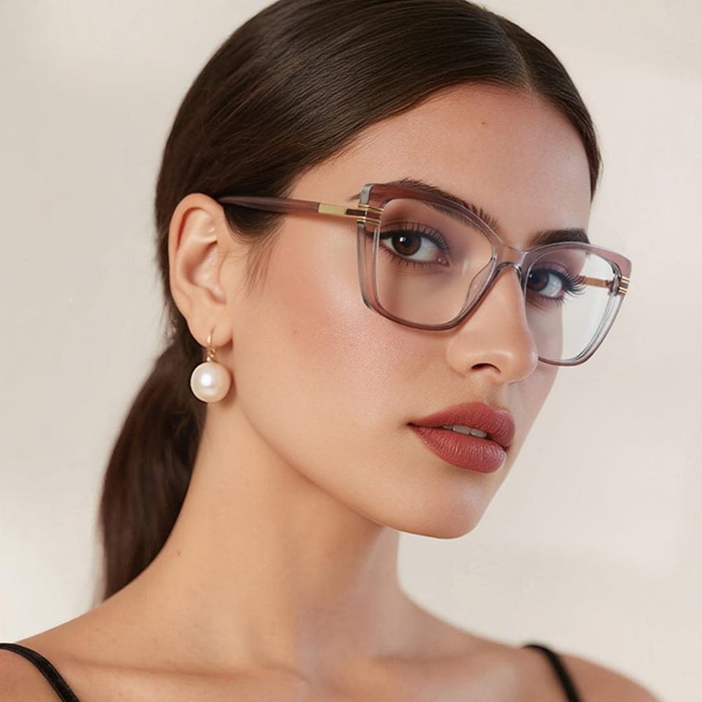 Techsuit - Anti-Blue Light Glasses Reflex Pc (2273) - For Women, Oversized, Tr90&metal Frame, Ac Lens - Transparent/leopard 3