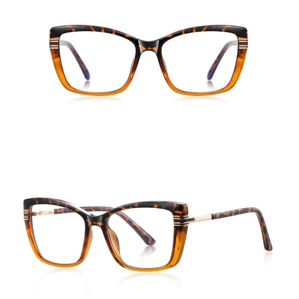Techsuit - Anti-Blue Light Glasses Reflex Pc (2273) - For Women, Oversized, Tr90&metal Frame, Ac Lens - Transparent/leopard 2