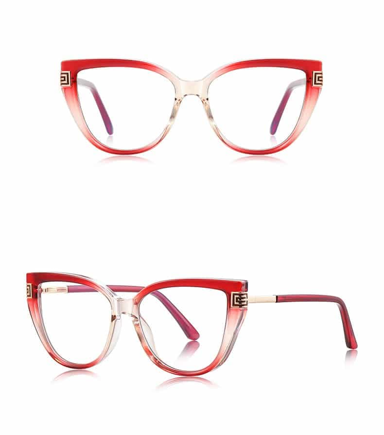 Techsuit - Anti-Blue Light Glasses Reflex Pc (2259) - For Women, Oversized, Tr90&metal Frame, Ac Lens - Transparent/red 2