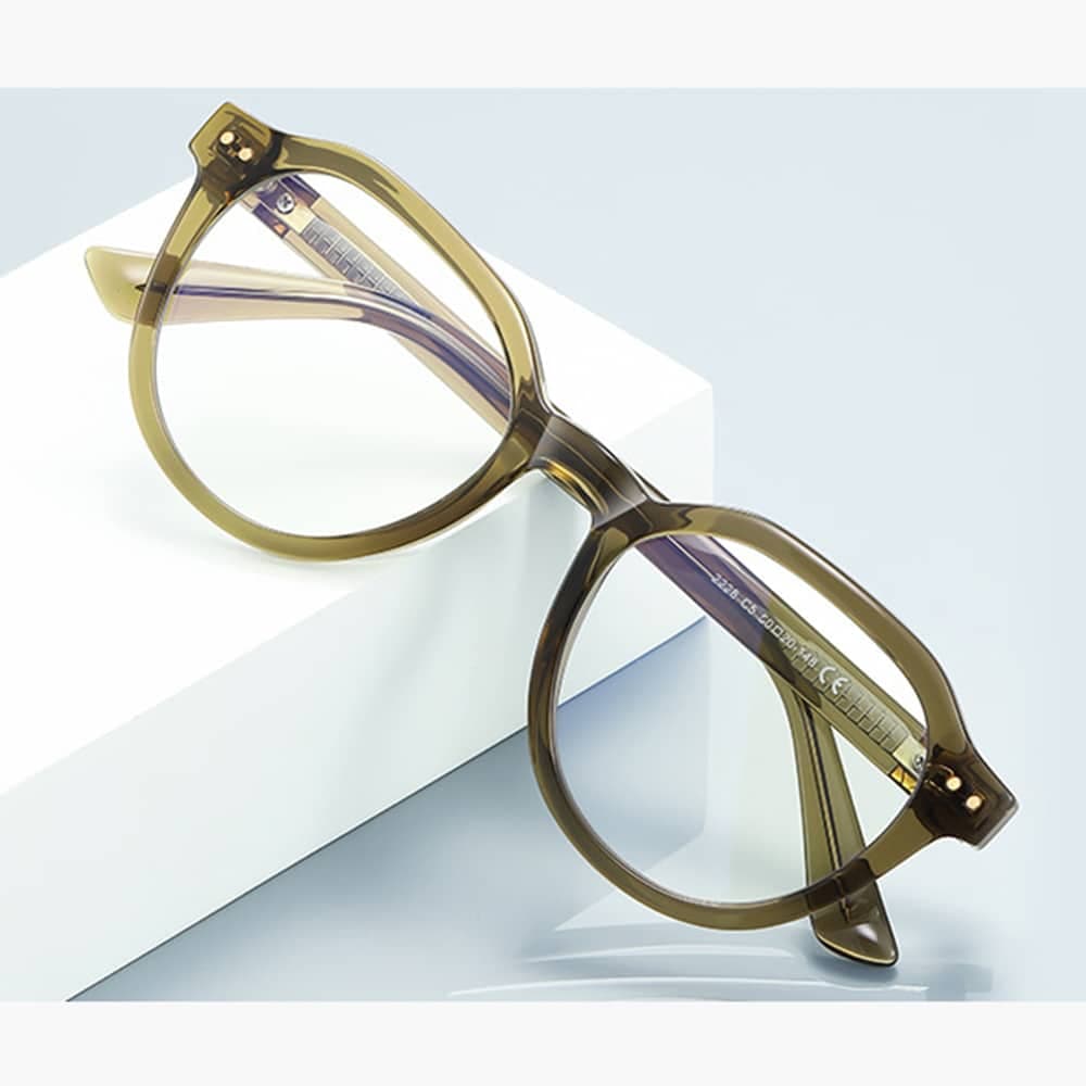 Techsuit - Anti-Blue Light Glasses Reflex Pc (2228) - Round, Tr90&metal Frame, Ac Lens - Transparent/brown 6