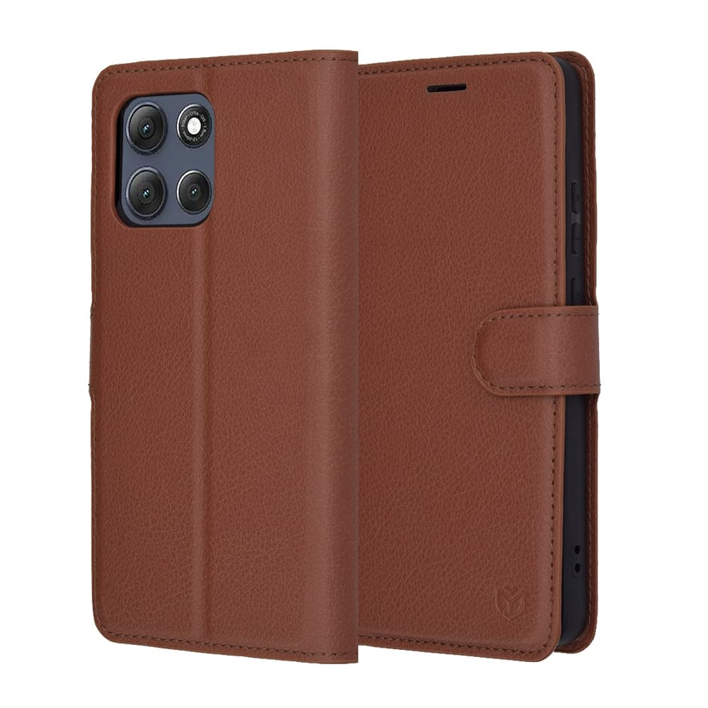 Techsuit Leather Folio - θήκη για Motorola Moto G86 Power - Καφέ