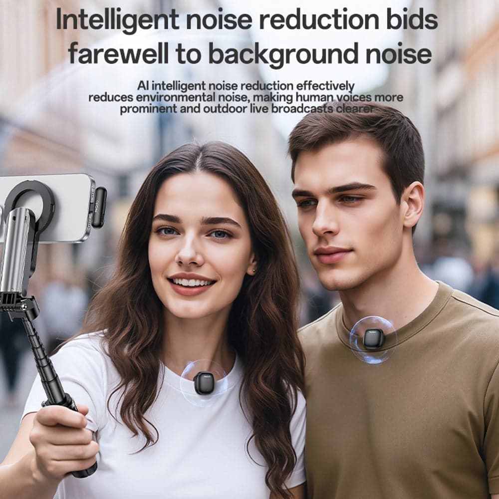 Yesido - (2 Pack) Wireless Lavalier Microphones (kr21) - 3in1 Receiver, Type-C, Ai Noise Reduction, 98db Snr, 2.4ghz - Black 3