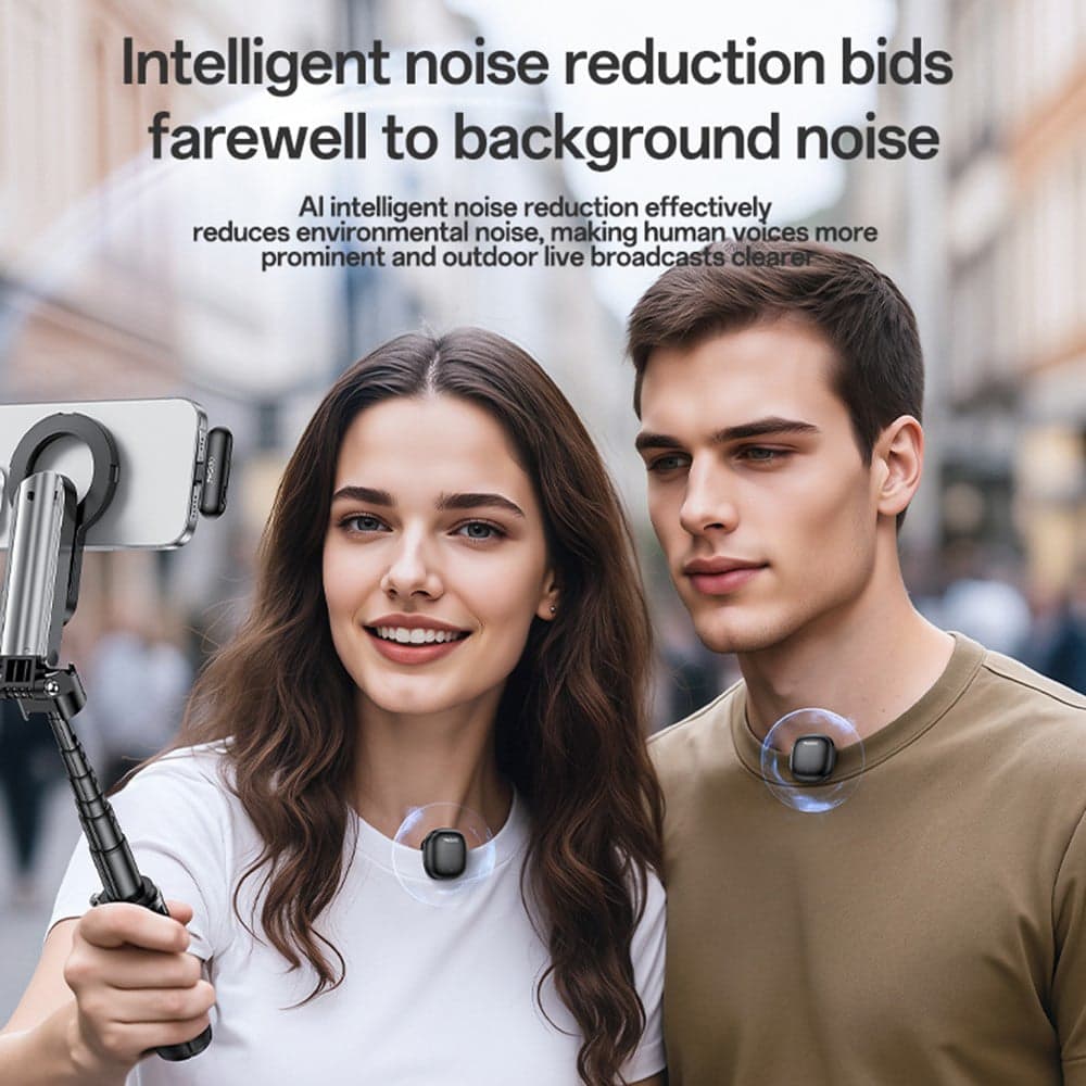 Yesido - (2 Pack) Wireless Lavalier Microphones (kr20) - 3in1 Receiver, Lightning, Ai Noise Reduction, 2.4ghz - Black 6