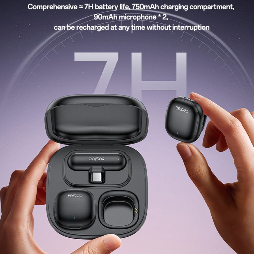 Yesido - (2 Pack) Wireless Lavalier Microphones (kr20) - 3in1 Receiver, Lightning, Ai Noise Reduction, 2.4ghz - Black 8