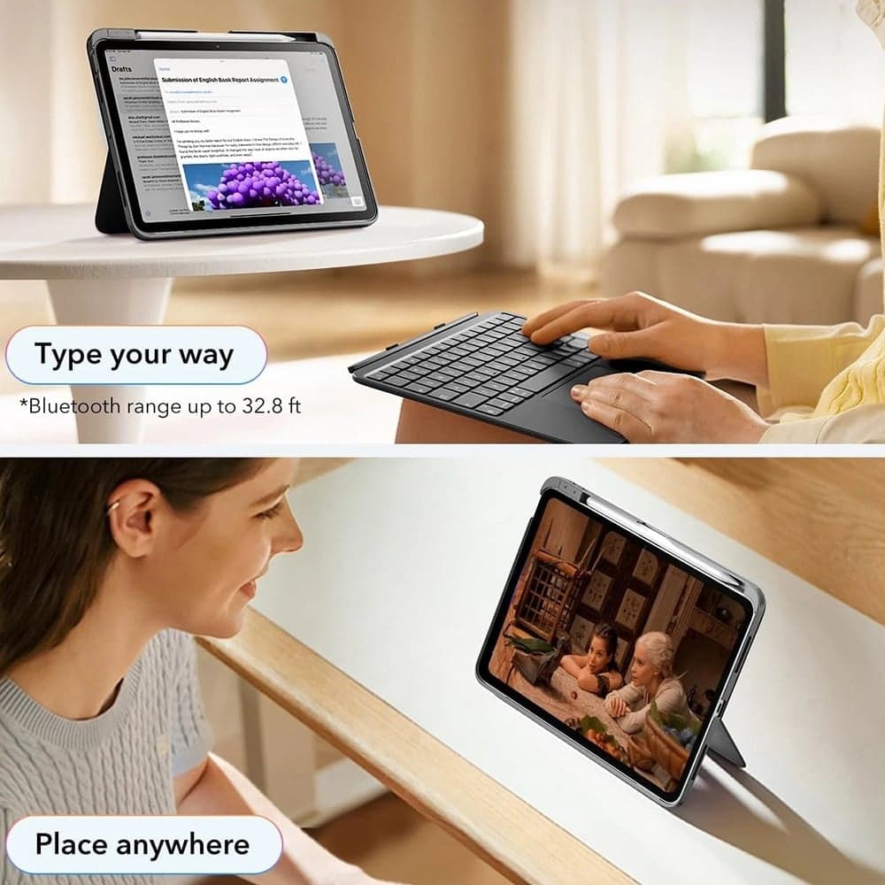 ESR - Flex Keyboard Case - iPad Air 4 (2020) / Air 5 (2022) / Air 11 (2024) / Air 11 (2025) - Dark Gray 8