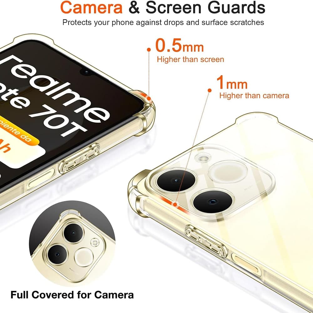 Techsuit Shockproof Clear Silicone - θήκη για Realme Note 70T - Διάφανο 5