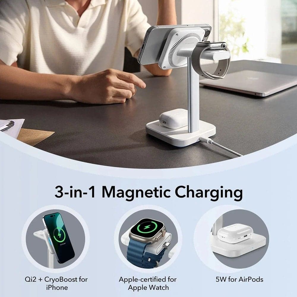 ESR - Cryoboost Charging Station (2c5880861) - για Apple Devices, With Adapter, Detachable Watch Charger, Qi2.2, 35w - Black 7