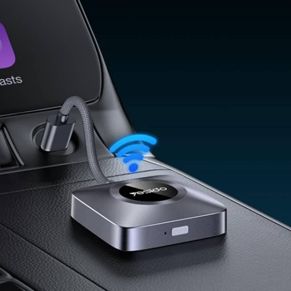 Yesido - Ασύρματος Αντάπτορας Carplay (km23) - Με Καλώδιο USB Σε Type-C, Bluetooth V5.0, 1080p - Γκρι 3