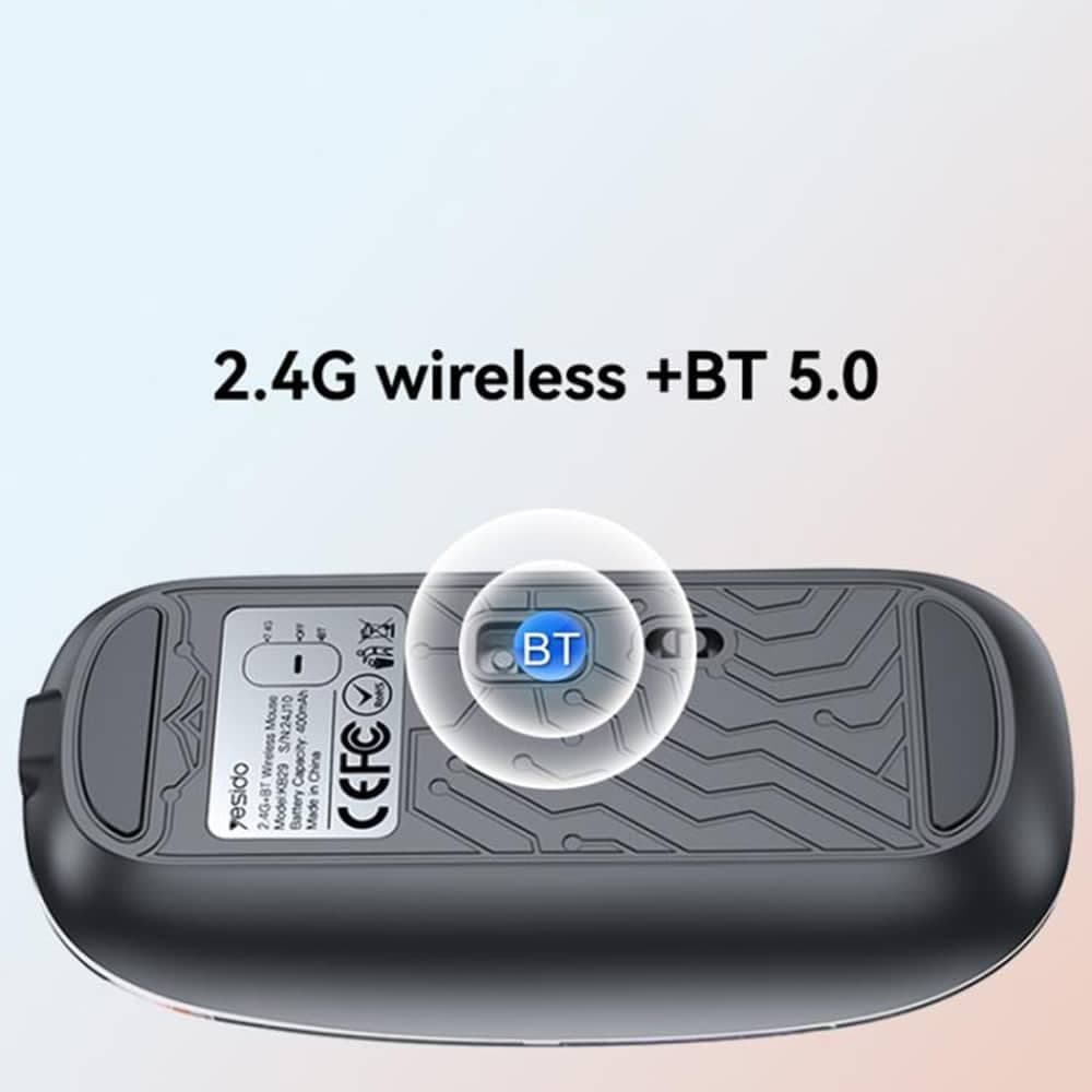 Yesido - Ασύρ Mata Mouse (kb29) - Σύνδεση Type-C, Bt + 2.4g, 800/1200/1600dpi, 400mah - Μαύρο 5